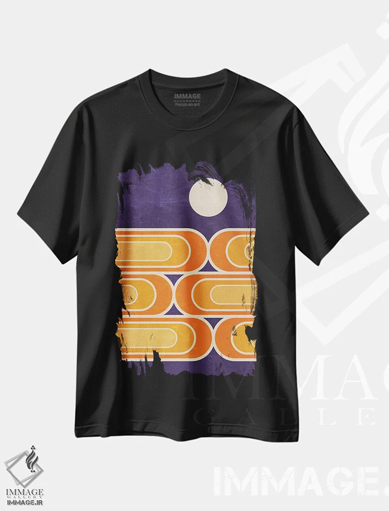 تیشرت مشکی طرح دار ماه ژوئیه، آبستره اثر دیزاینز سرکا ۷۸ | immage.ir