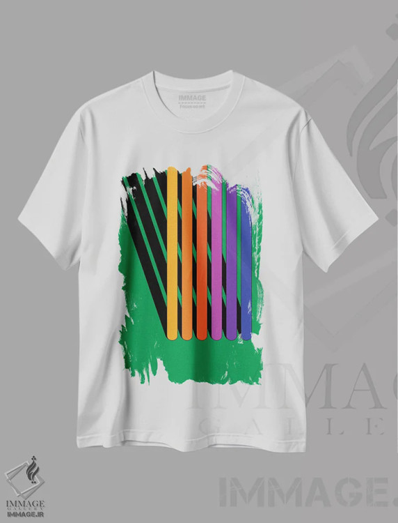 تیشرت سفید طرح دار موقعیت قطب، آبستره اثر دیزاینز سرکا ۷۸ | فروشگاه ایماژ