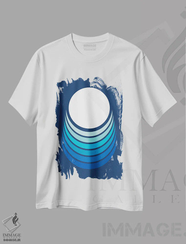 تیشرت سفید طرح دار هلال اقیانوس، آبستره اثر دیزاینز سرکا ۷۸ | فروشگاه ایماژ