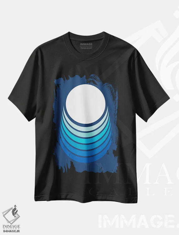 تیشرت مشکی طرح دار هلال اقیانوس، آبستره اثر دیزاینز سرکا ۷۸ | immage.ir