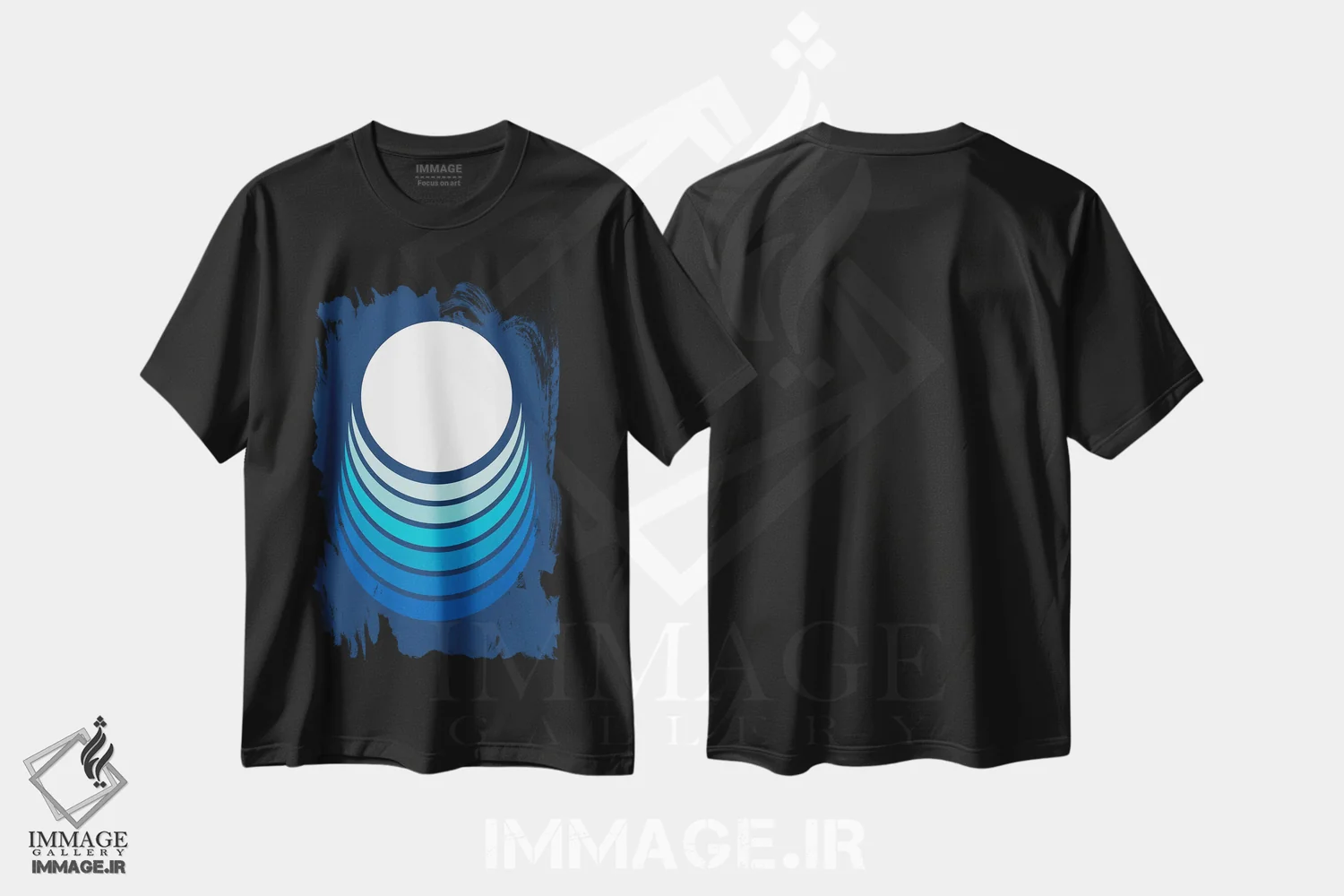 تیشرت مشکی طرح دار هلال اقیانوس، آبستره اثر دیزاینز سرکا ۷۸ | immage.ir