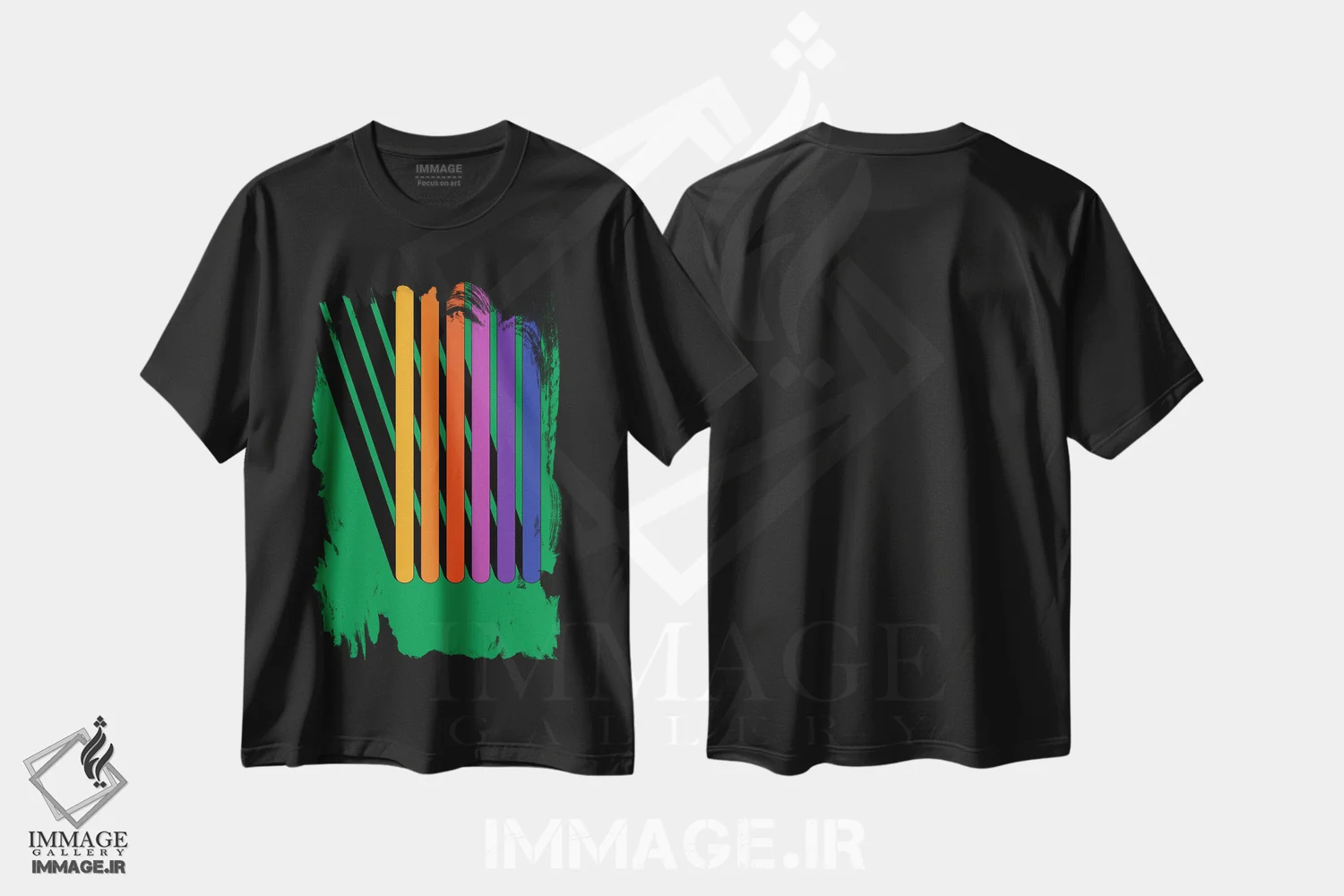 تیشرت مشکی طرح دار موقعیت قطب، آبستره اثر دیزاینز سرکا ۷۸ | immage.ir