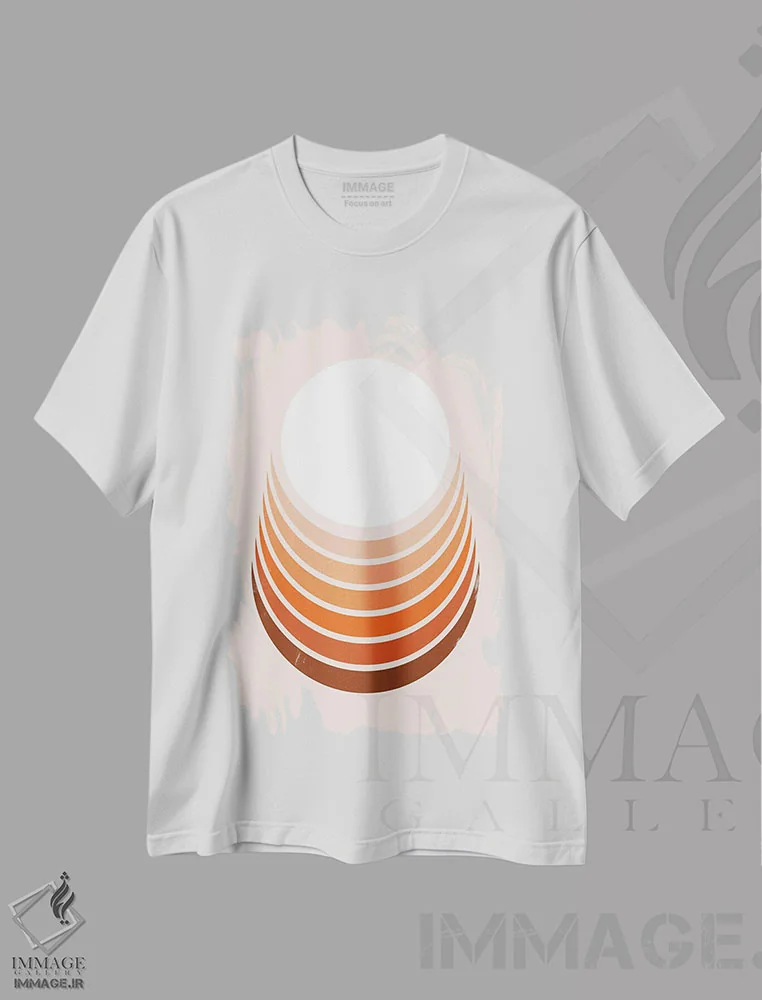 تیشرت سفید طرح دار هلال صخره سرخ، آبستره اثر دیزاینز سرکا ۷۸ | فروشگاه ایماژ