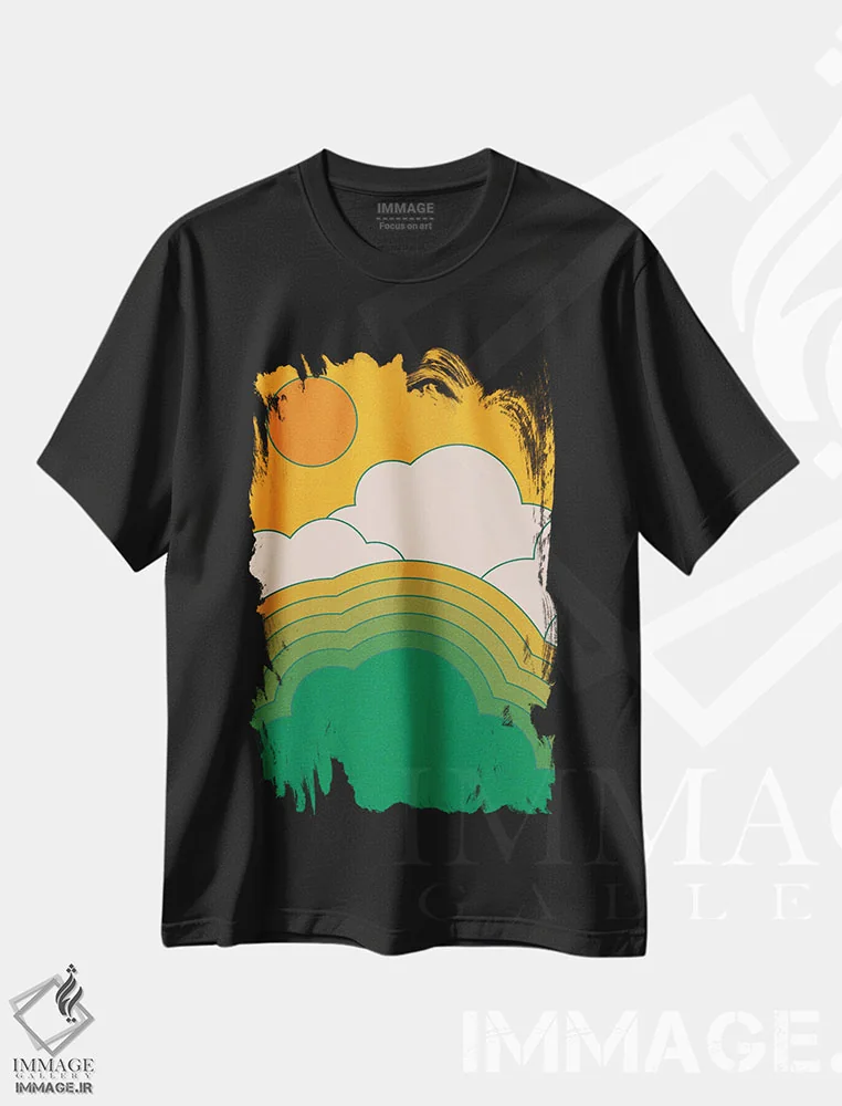 تیشرت مشکی طرح دار آسمان تابستانی II، هنر دیجیتال اثر دیزاینز سرکا ۷۸ | immage.ir
