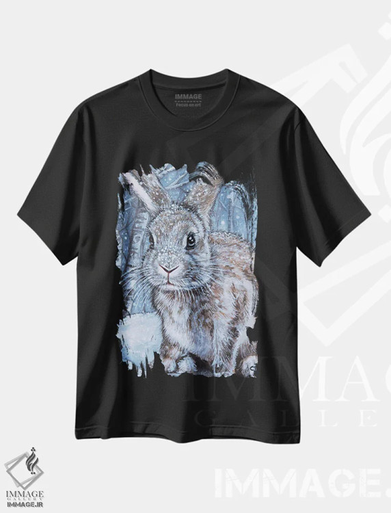 تیشرت مشکی طرح دار خرگوش زمستانی اثر سیندی دودس | immage.ir