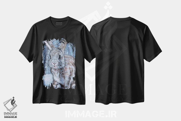 تیشرت مشکی طرح دار خرگوش زمستانی اثر سیندی دودس | immage.ir