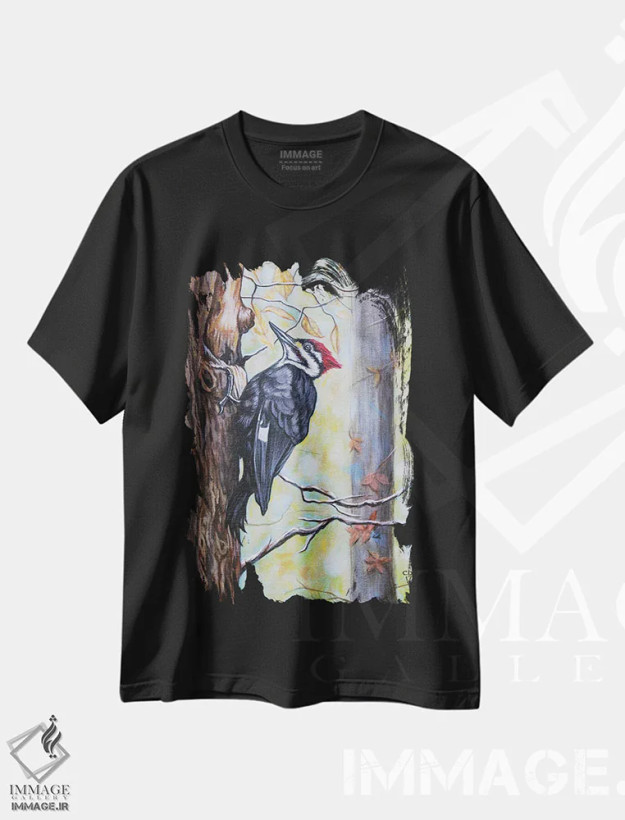 تیشرت مشکی طرح دار وودی اثر سیندی دودس | فروشگاه ایماژ