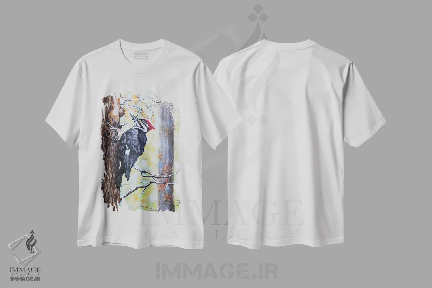 تیشرت سفید طرح دار وودی اثر سیندی دودس | immage.ir