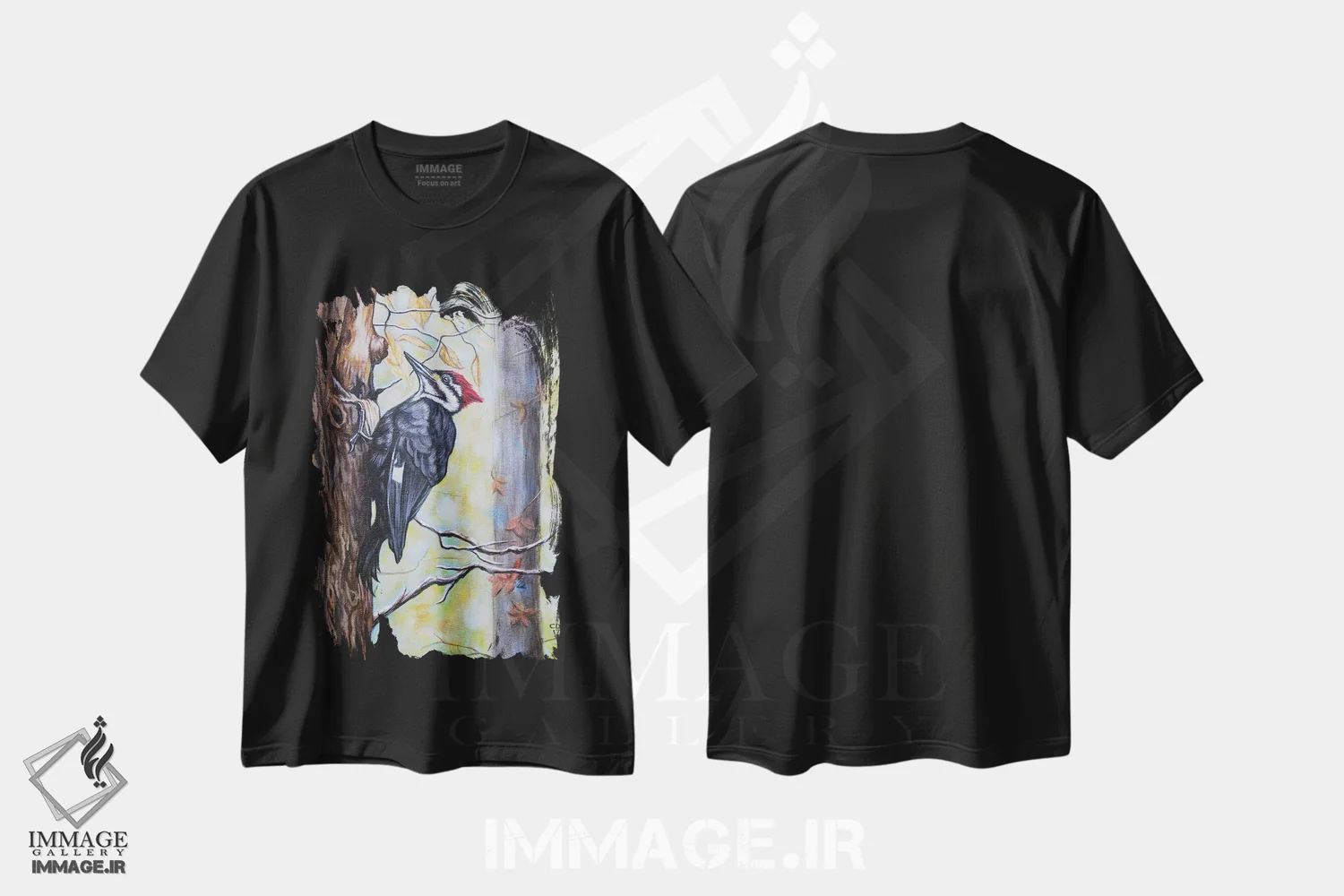 تیشرت مشکی طرح دار وودی اثر سیندی دودس | فروشگاه ایماژ