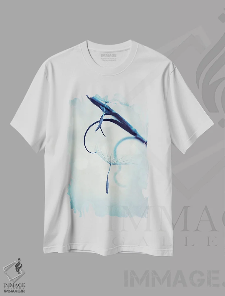 تیشرت سفید طرح دار شناور بودن، مدیوم اثر کلودیا دروسرت | فروشگاه ایماژ