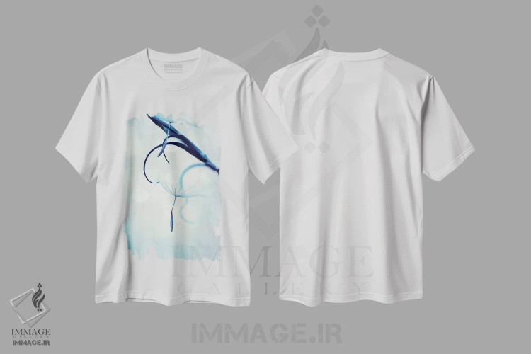 تیشرت سفید طرح دار شناور بودن، مدیوم اثر کلودیا دروسرت | فروشگاه ایماژ