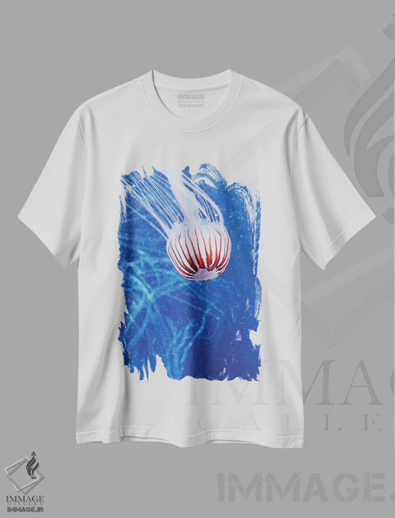 تیشرت سفید طرح دار عروس دریایی II، عکاسی هنری فاخر اثر کلودیا دروسرت | فروشگاه ایماژ