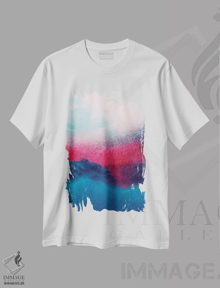 تیشرت سفید طرح دار آبی تیره اثر کلودیا دروسرت | فروشگاه ایماژ