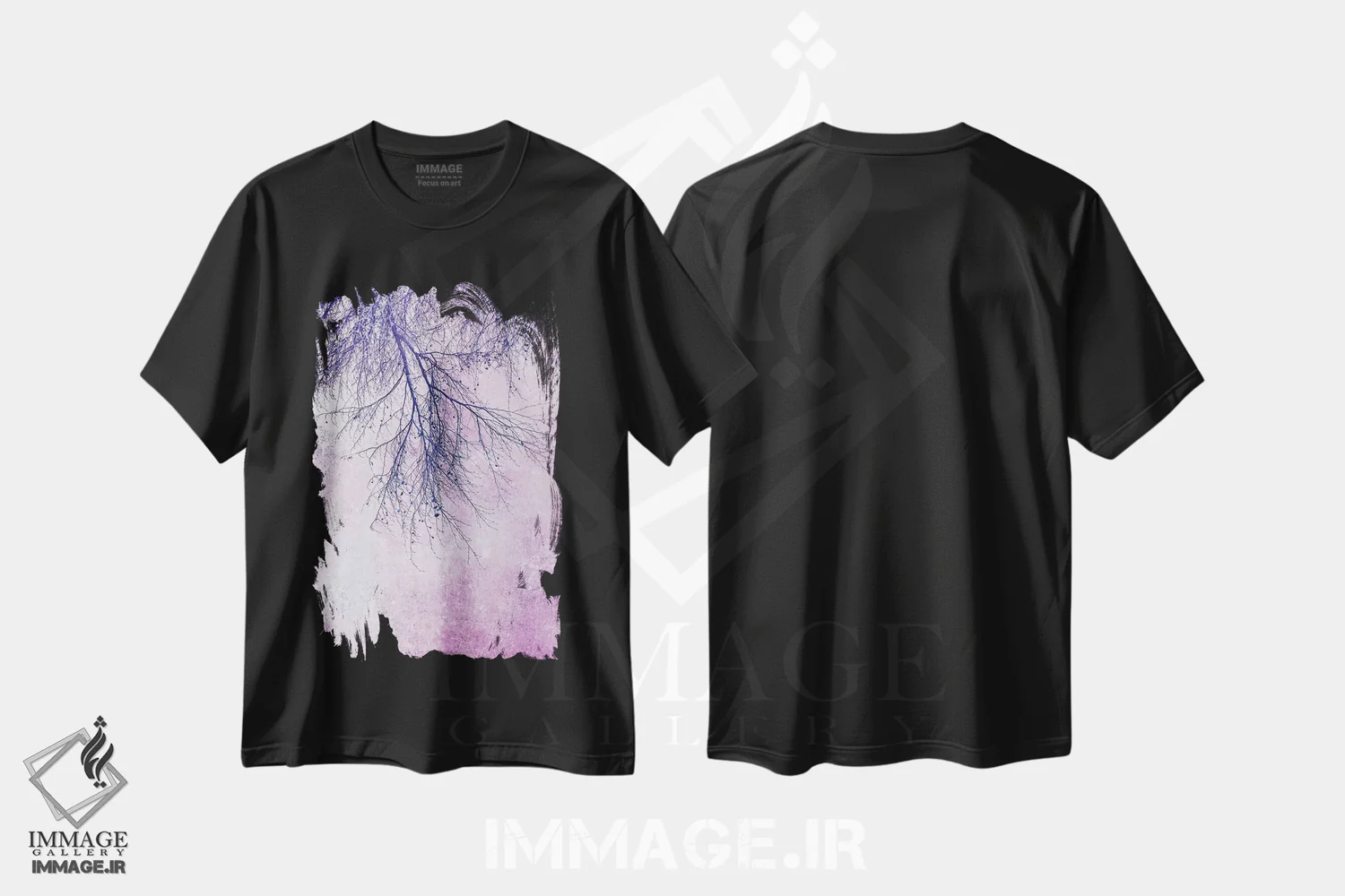 تیشرت مشکی طرح دار شاخه ها، عکاسی هنری فاخر اثر کلودیا دروسرت | immage.ir