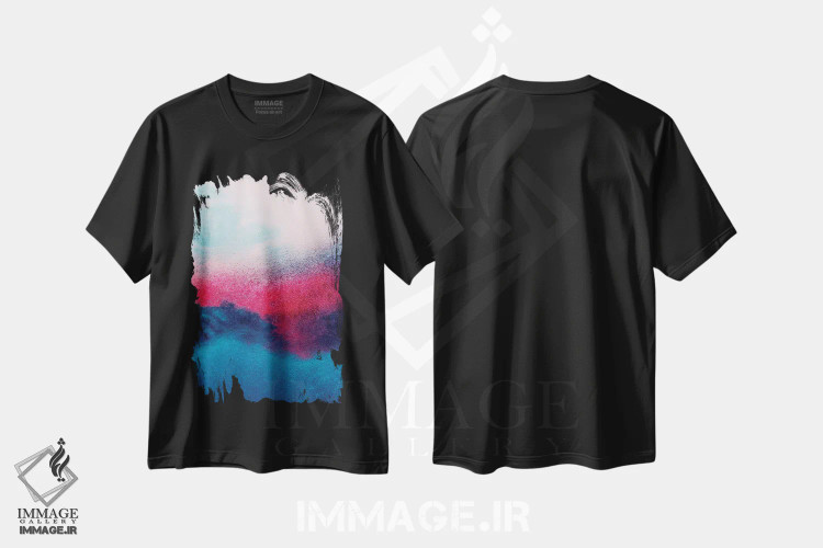 تیشرت مشکی طرح دار آبی تیره اثر کلودیا دروسرت | immage.ir