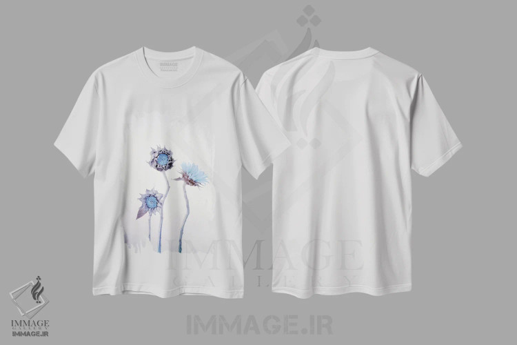 تیشرت سفید طرح دار آفتابگردان، عکاسی هنری فاخر اثر کلودیا دروسرت | immage.ir