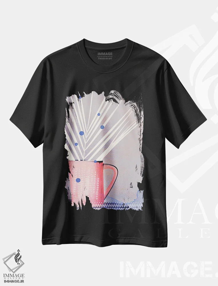 تیشرت مشکی طرح دار طبیعت بی جان مدرن، هنر دیجیتال اثر کلودیا دروسرت | فروشگاه ایماژ