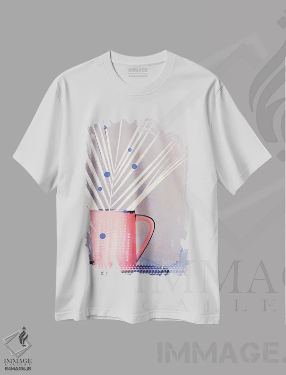 تیشرت سفید طرح دار طبیعت بی جان مدرن، هنر دیجیتال اثر کلودیا دروسرت | immage.ir