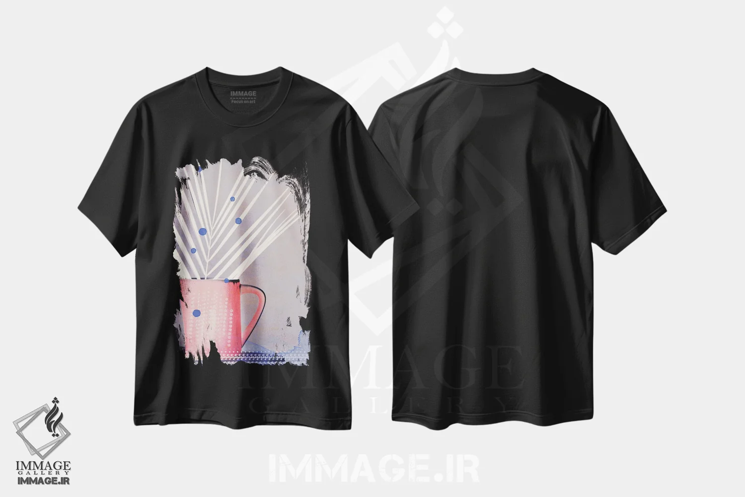 تیشرت مشکی طرح دار طبیعت بی جان مدرن، هنر دیجیتال اثر کلودیا دروسرت | فروشگاه ایماژ