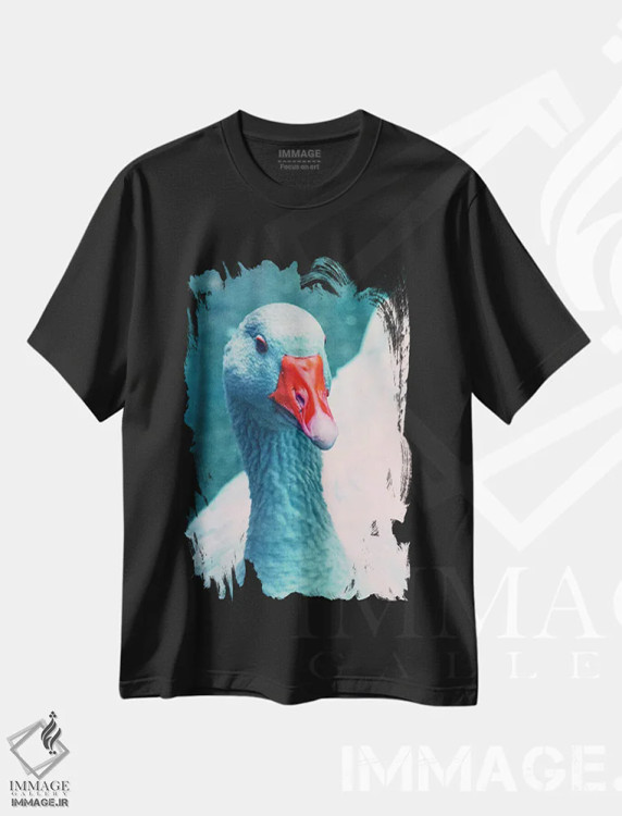 تیشرت مشکی طرح دار خانم اردک، مدیوم اثر کلودیا دروسرت | فروشگاه ایماژ