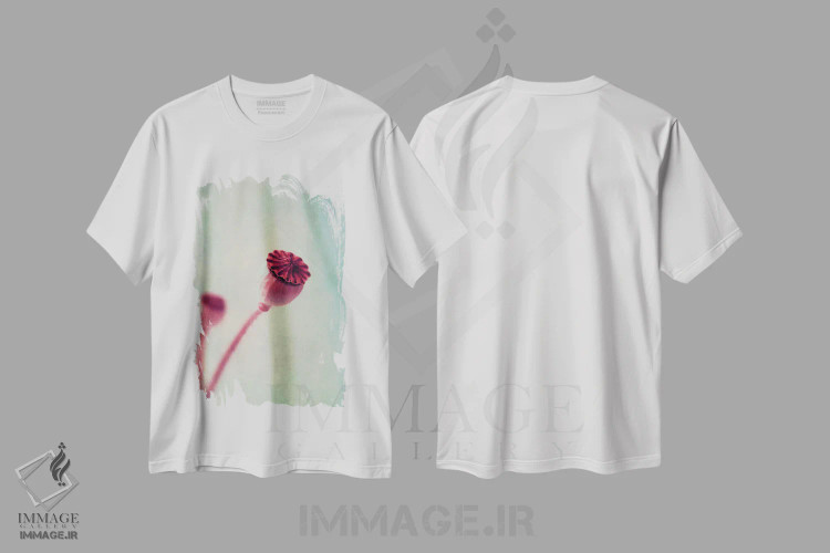 تیشرت سفید طرح دار غلاف شقایق، مدیوم اثر کلودیا دروسرت | فروشگاه ایماژ