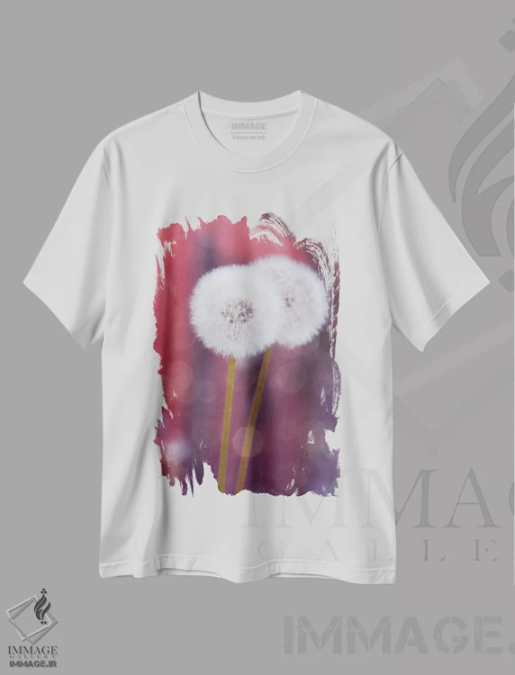 تیشرت سفید طرح دار گل قاصدک I، مدیوم اثر کلودیا دروسرت | immage.ir