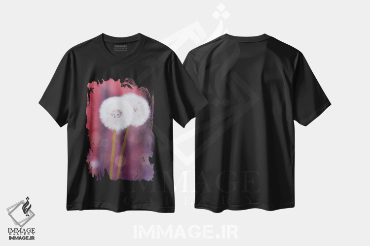 تیشرت مشکی طرح دار گل قاصدک I، مدیوم اثر کلودیا دروسرت | فروشگاه ایماژ