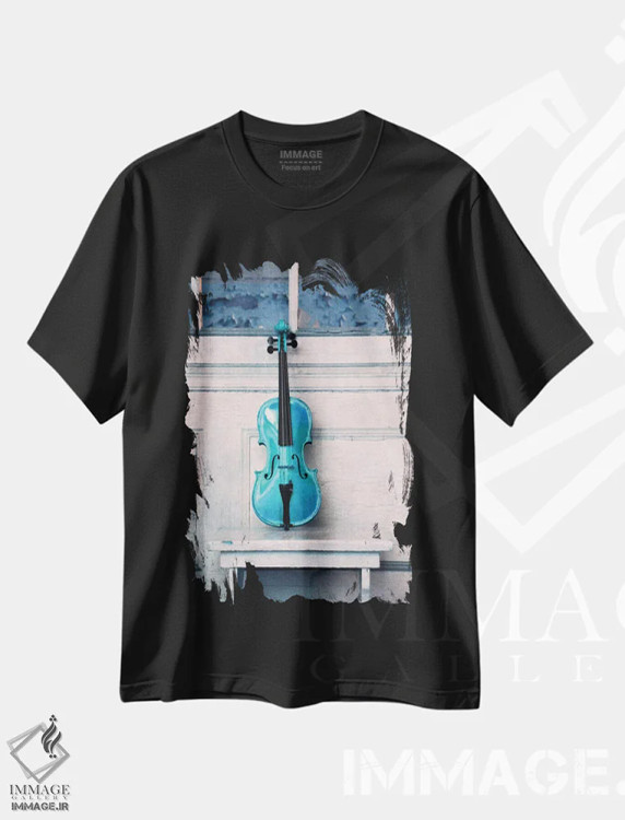 تیشرت مشکی طرح دار ویولن، تزئینی اثر کلودیا دروسرت | immage.ir