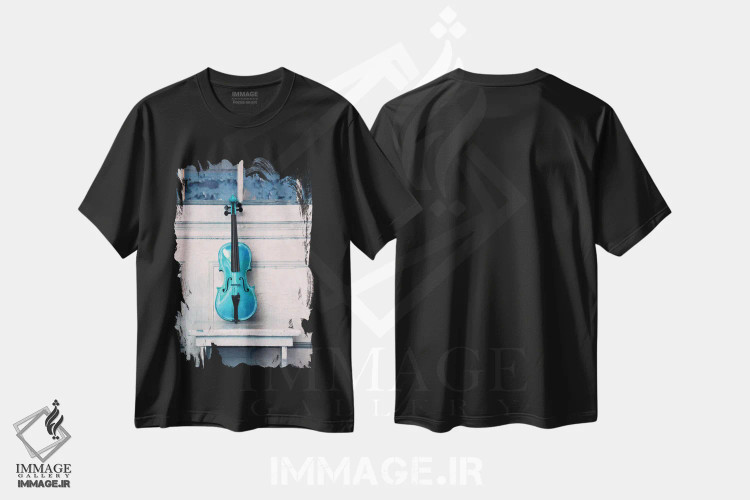 تیشرت مشکی طرح دار ویولن، تزئینی اثر کلودیا دروسرت | immage.ir