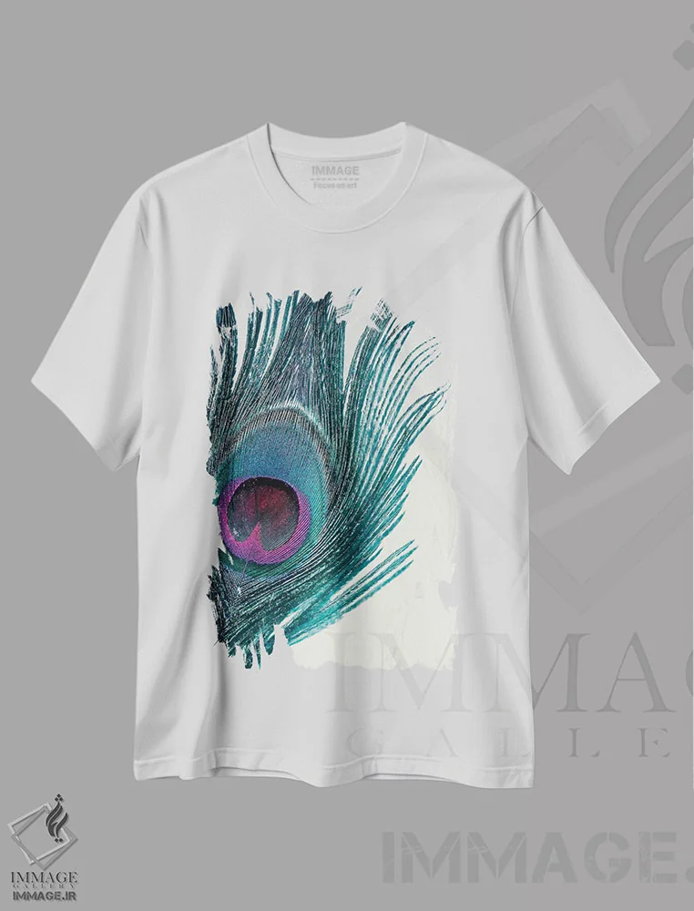 تیشرت سفید طرح دار پر، عکاسی ماکرو اثر کلودیا دروسرت | immage.ir