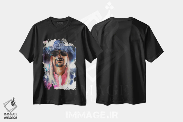 تیشرت مشکی طرح دار کید راک، هنر فاخر معاصر اثر کدی سن | immage.ir