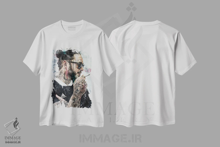 تیشرت سفید طرح دار پست مالون، هنر فاخر معاصر اثر کدی سن | فروشگاه ایماژ