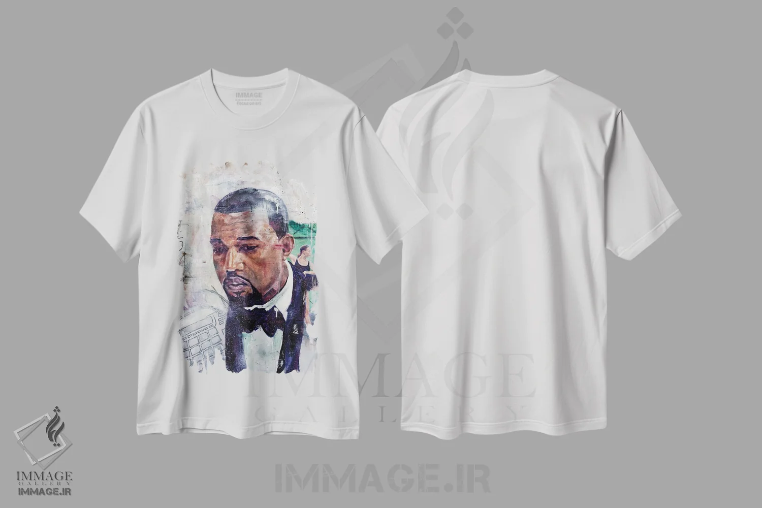 تیشرت سفید طرح دار کانیه، آهنگ "ران اوی"، هنر آمریکایی آفریقایی تبار اثر کدی سن | immage.ir