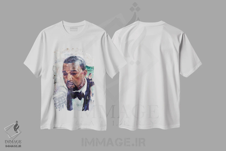 تیشرت سفید طرح دار کانیه، آهنگ "ران اوی"، هنر آمریکایی آفریقایی تبار اثر کدی سن | immage.ir
