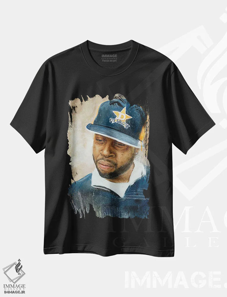 تیشرت مشکی طرح دار جی دیلا، هنر آمریکایی آفریقایی تبار اثر کدی سن | فروشگاه ایماژ