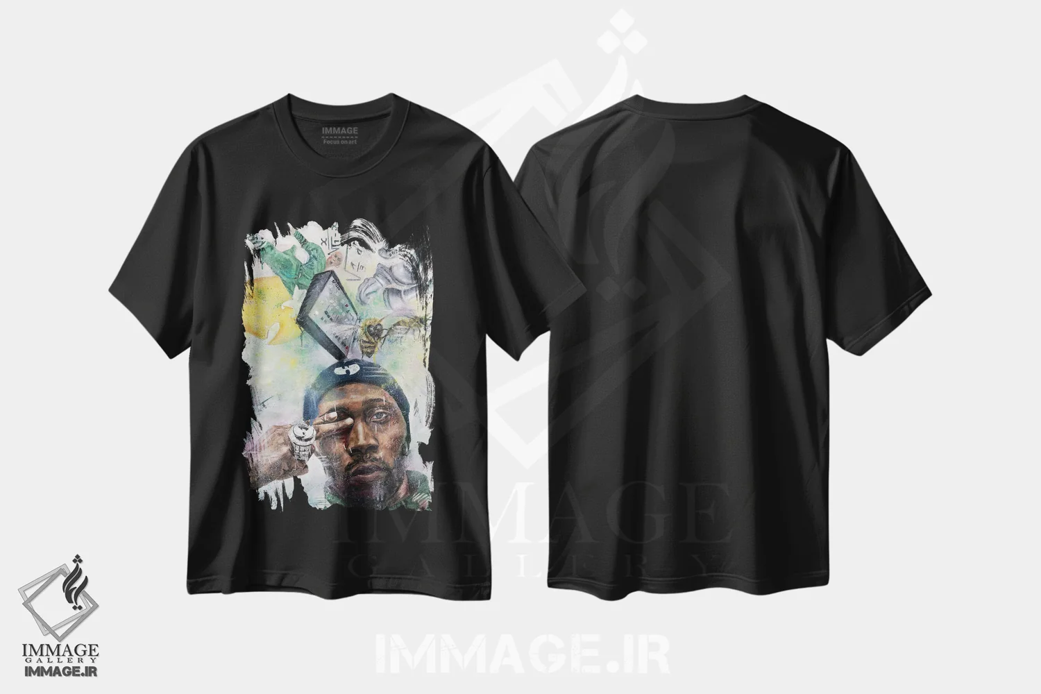 تیشرت مشکی طرح دار آر.زی.ای، هنر آمریکایی آفریقایی تبار اثر کدی سن | immage.ir