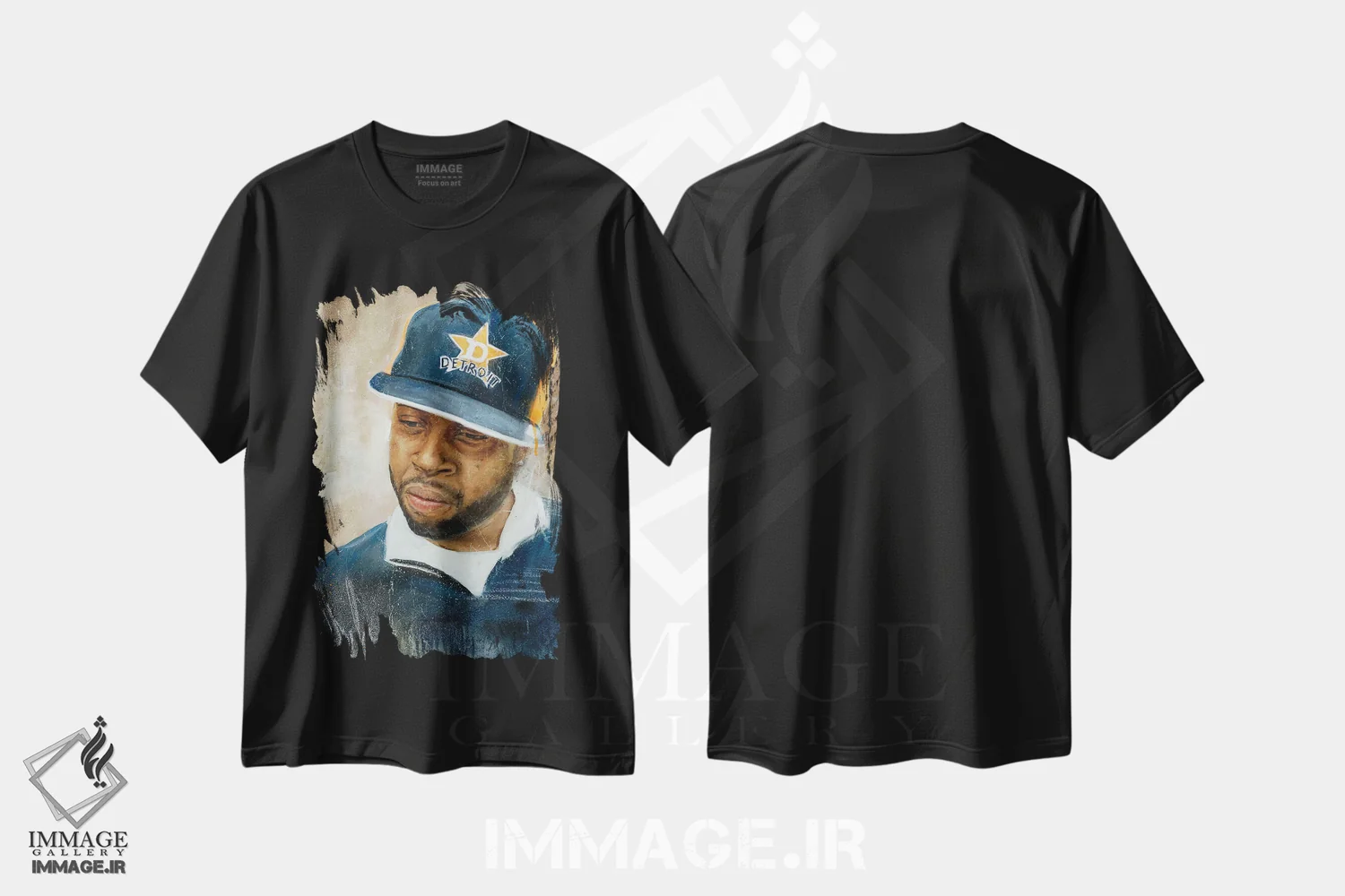تیشرت مشکی طرح دار جی دیلا، هنر آمریکایی آفریقایی تبار اثر کدی سن | فروشگاه ایماژ
