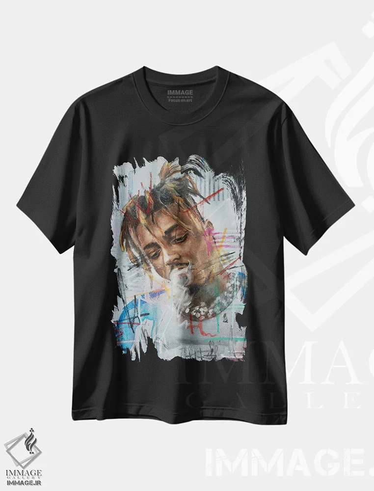 تیشرت مشکی طرح دار جوس وُرلْد، هنر آمریکایی آفریقایی تبار اثر کدی سن | immage.ir