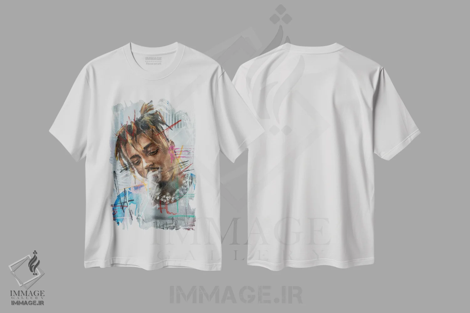 تیشرت سفید طرح دار جوس وُرلْد، هنر آمریکایی آفریقایی تبار اثر کدی سن | فروشگاه ایماژ