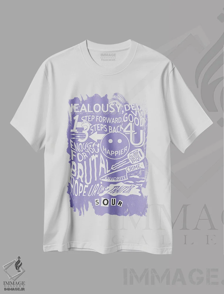تیشرت سفید طرح دار فهرست آهنگ های "ساور"، هنر دیجیتال اثر کراس رودز آرت | immage.ir