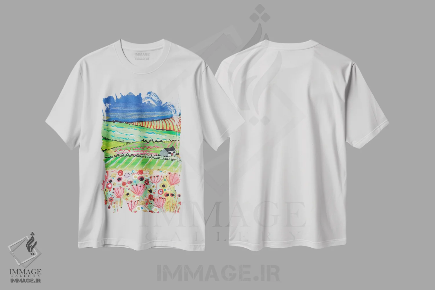 تیشرت سفید طرح دار جاده به سمت کراس، آبستره اثر کارولین دانکن آرت | immage.ir