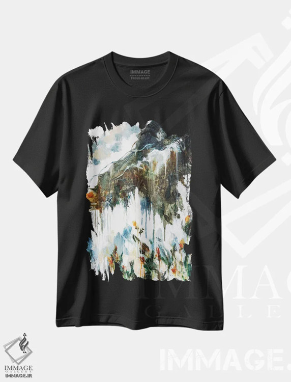 تیشرت مشکی طرح دار ضرباهنگ زندگی اثر کریستینا دالا والنتینا | فروشگاه ایماژ