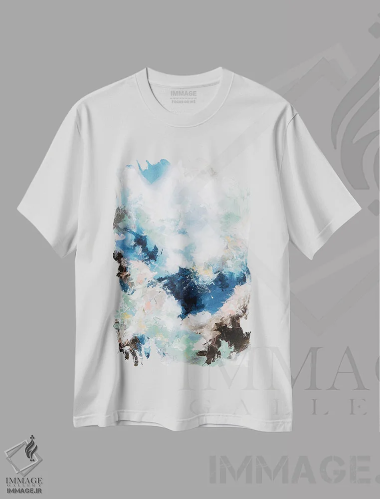 تیشرت سفید طرح دار شیرجه به سوی آسمان اثر کریستینا دالا والنتینا | فروشگاه ایماژ