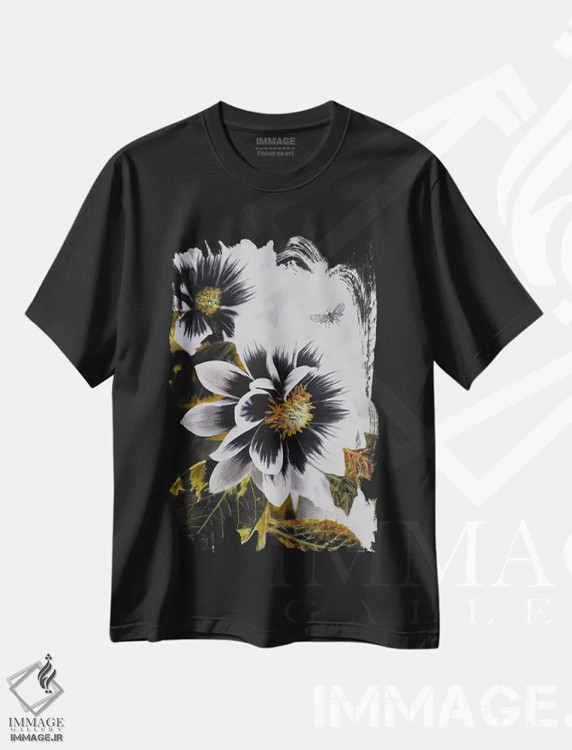 تیشرت مشکی طرح دار صورتِ دا�یا، مدیوم اثر شارلوت ادر | immage.ir
