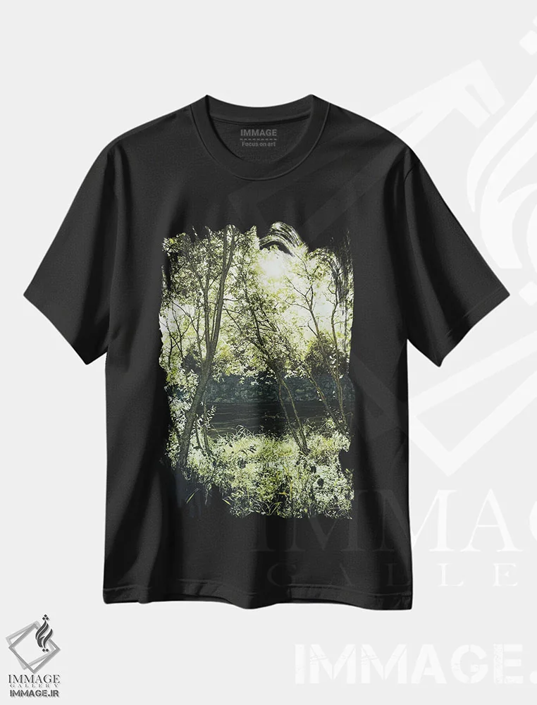 تیشرت مشکی طرح دار اخرا سبز یکم، مدیوم اثر شارلوت ادر | فروشگاه ایماژ