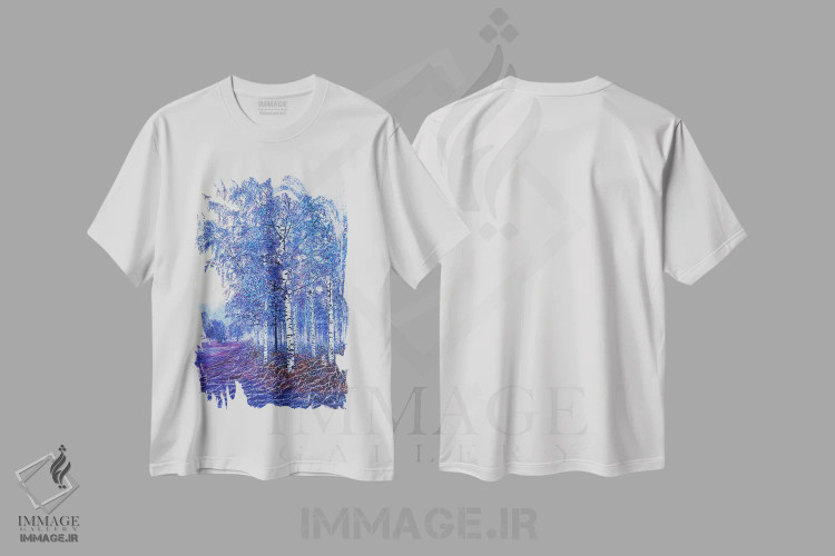 تیشرت سفید طرح دار آبی، مدیوم اثر شارلوت ادر | immage.ir