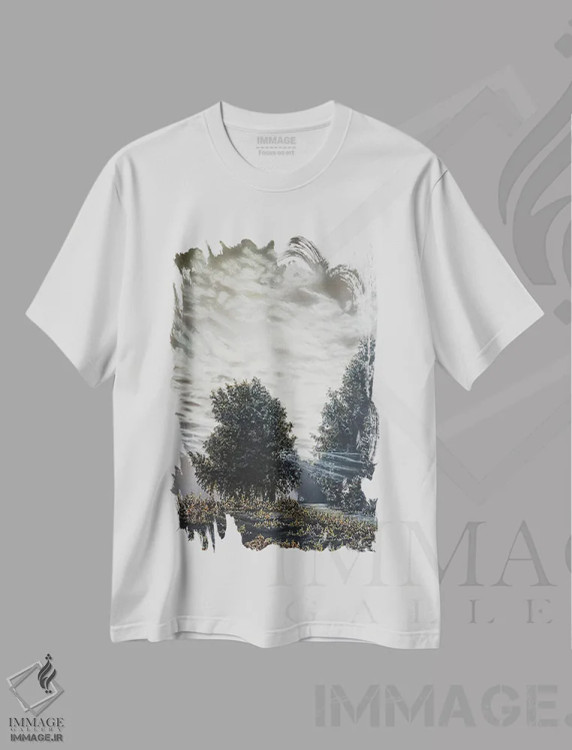 تیشرت سفید طرح دار نور و سایه ها، مدیوم اثر شارلوت ادر | immage.ir