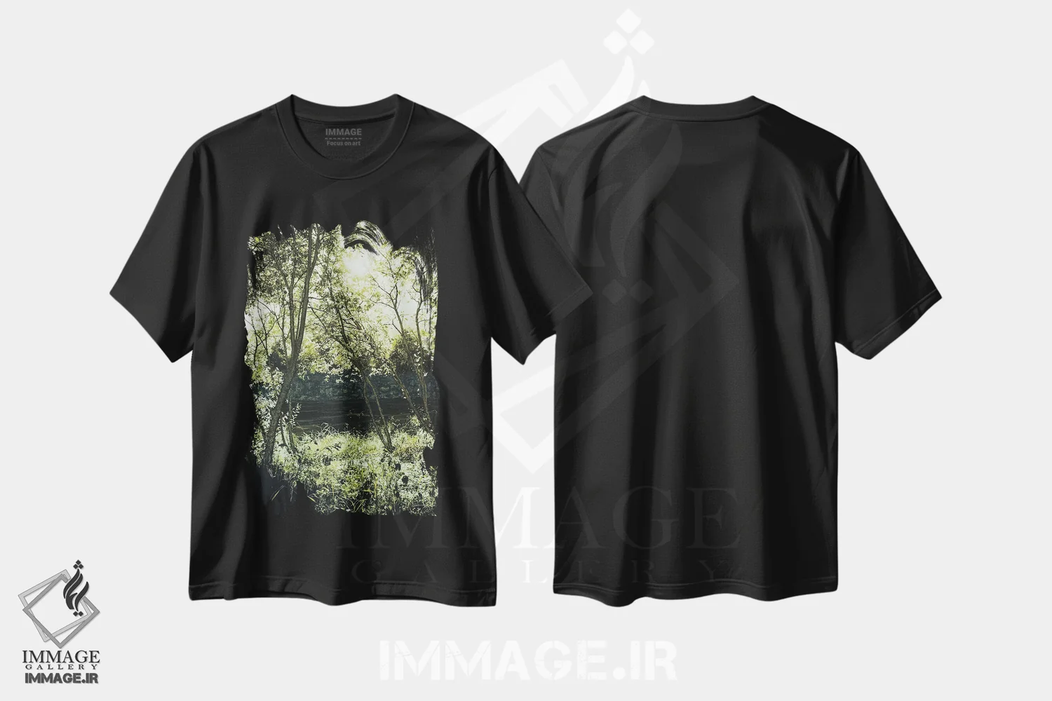 تیشرت مشکی طرح دار اخرا سبز یکم، مدیوم اثر شارلوت ادر | فروشگاه ایماژ