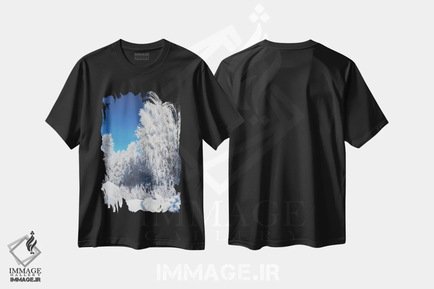 تیشرت مشکی طرح دار برف ترد، مدیوم اثر شارلوت ادر | immage.ir