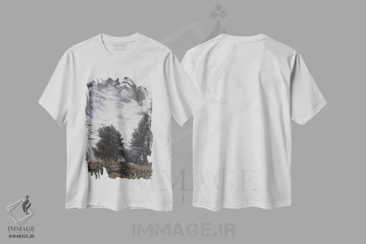 تیشرت سفید طرح دار نور و سایه ها، مدیوم اثر شارلوت ادر | فروشگاه ایماژ